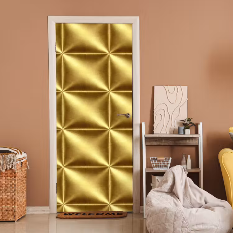 Textuur - Geborsteld Goud - Industrieel - Metallic deurposter klein 289 -sfeer1