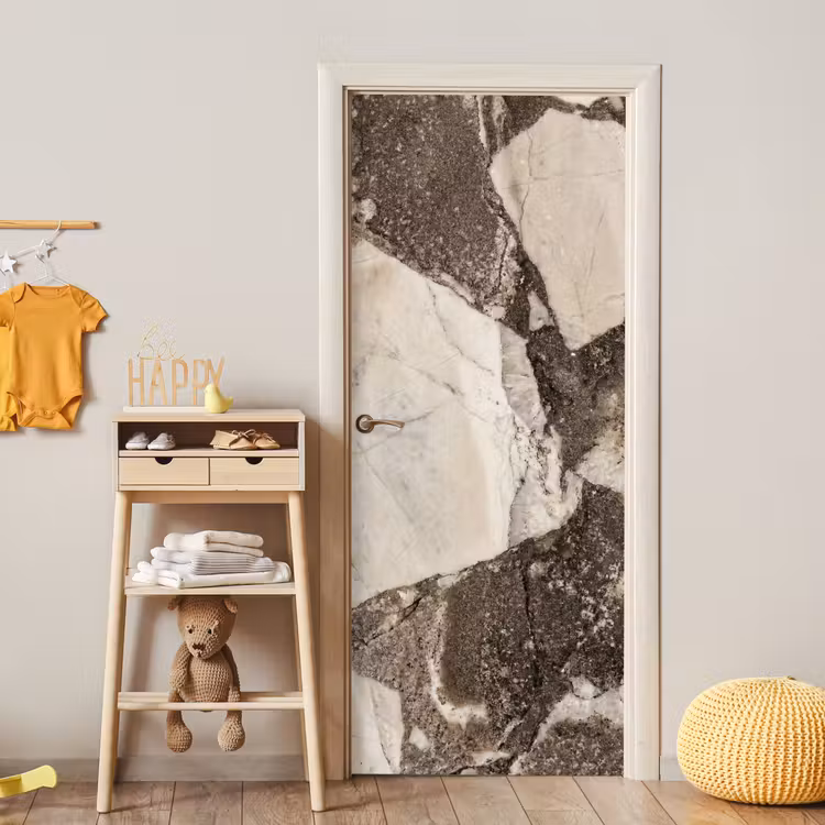 Textuur - Marmer - Abstract - Beige - Bruin deurposter klein -sfeer4