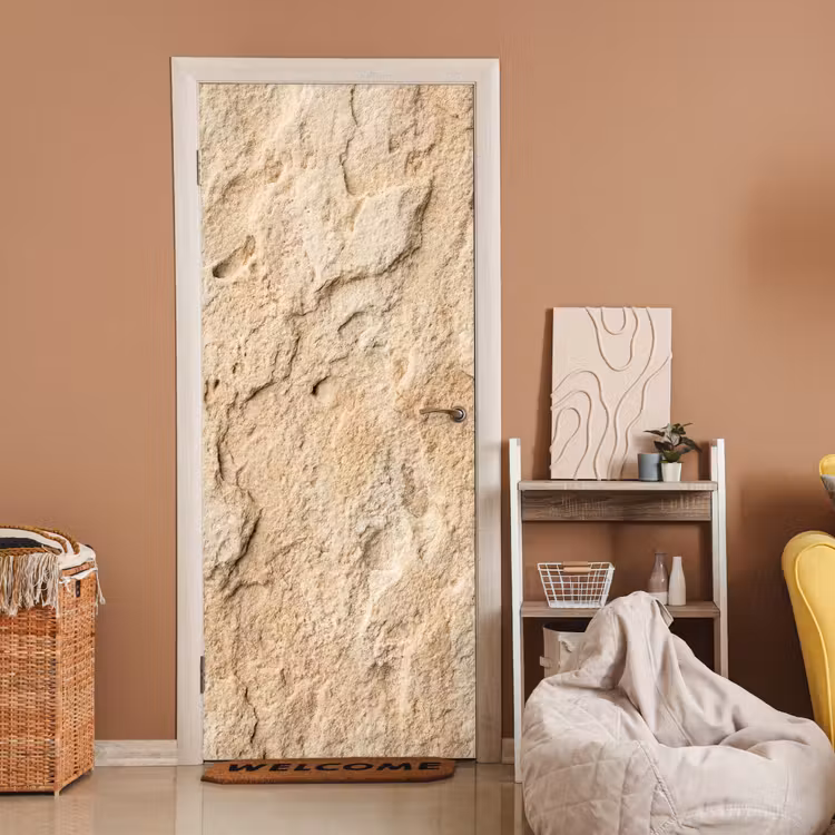 Textuur - Steen - Natuur - Beige deurposter klein -sfeer1