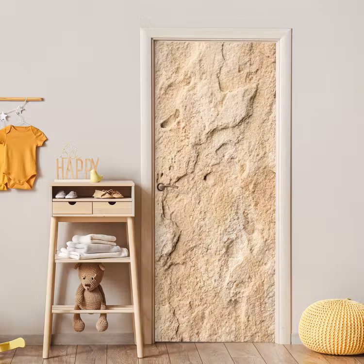 Textuur - Steen - Natuur - Beige deurposter klein -sfeer4