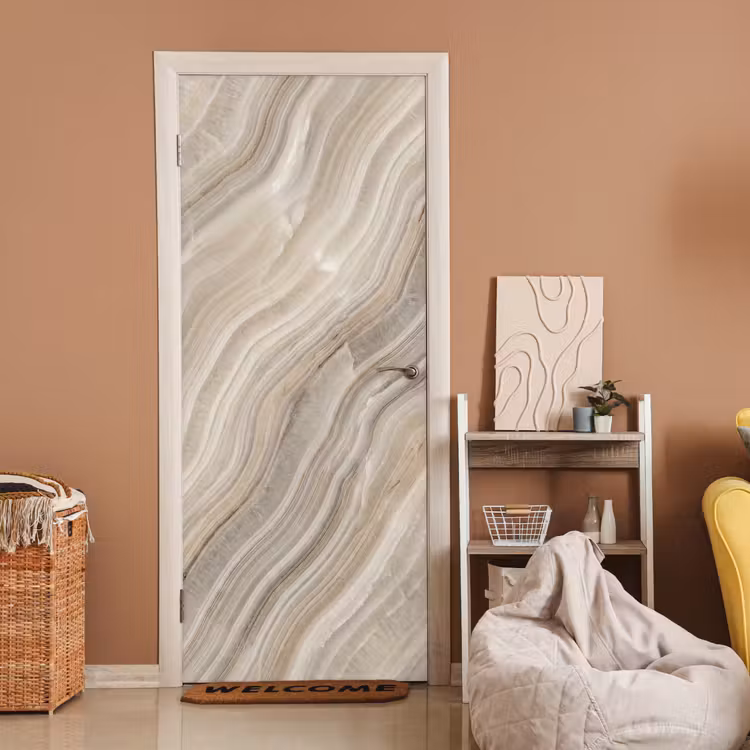 Textuur - Golvend - Abstract - Modern - Beige deurposter klein -sfeer1