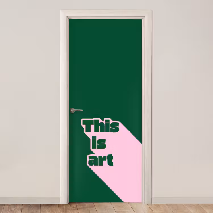 This is art - Schaduw - Roze deurposter klein -3d_beige