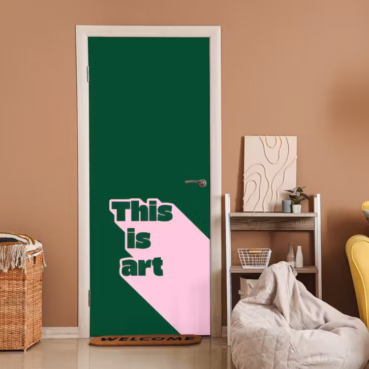 This is art - Schaduw - Roze deurposter klein -sfeer1