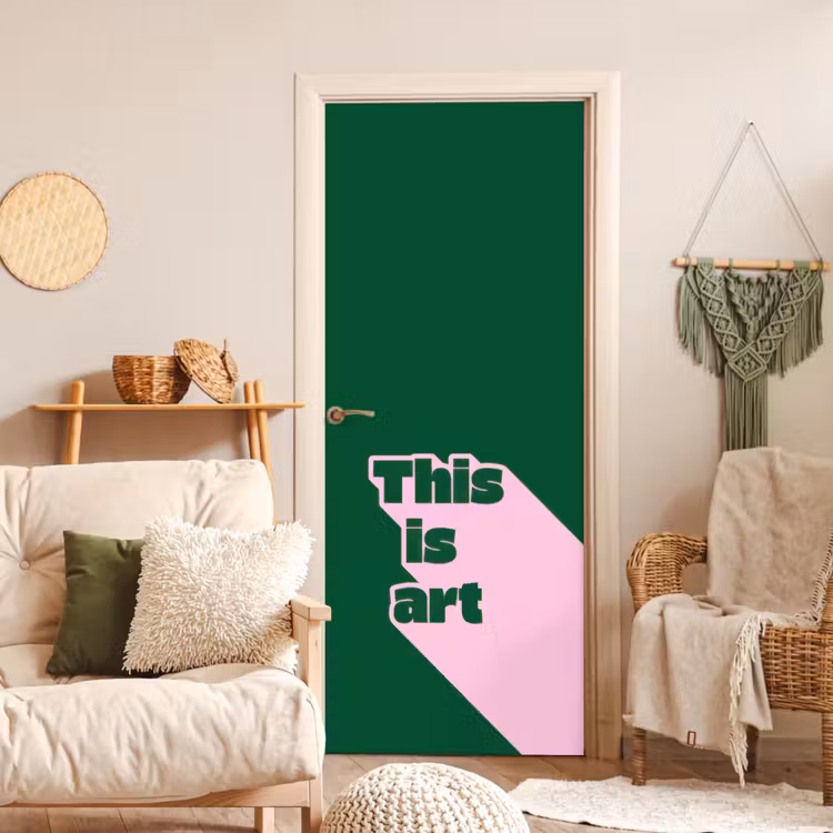 This is art - Schaduw - Roze deurposter klein -sfeer2