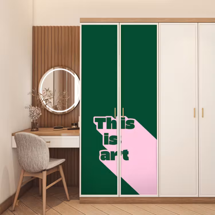 This is art - Schaduw - Roze deurposter klein -sfeer3