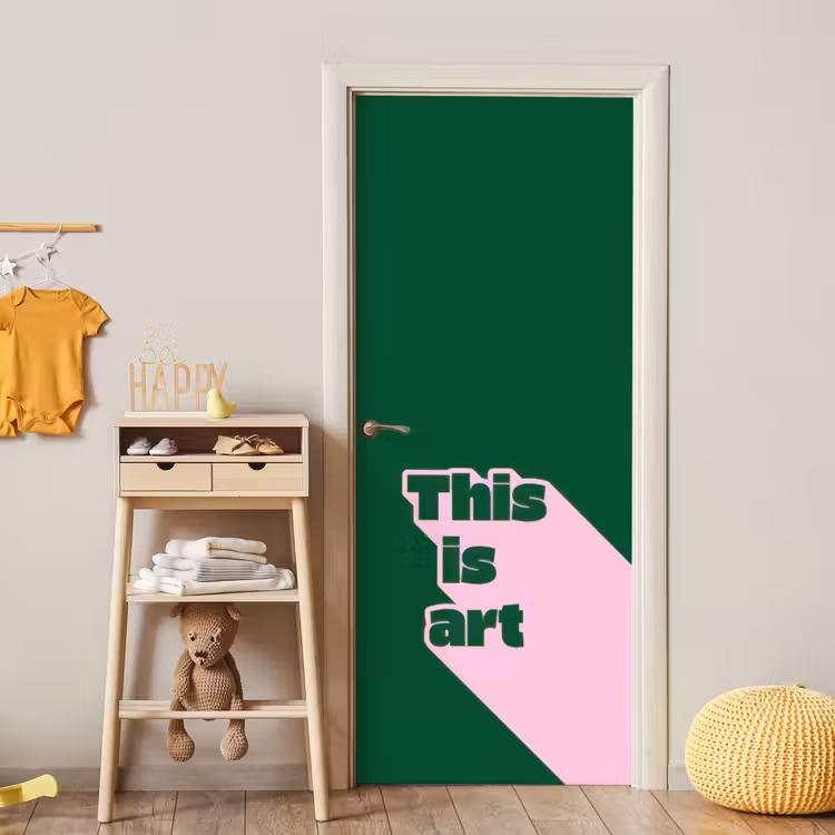 This is art - Schaduw - Roze deurposter klein -sfeer4