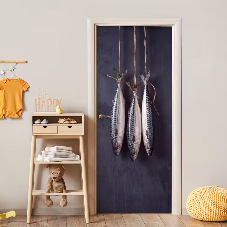 Door sticker - Three Fish - Rope - Drie vissen - Touw deurposter klein