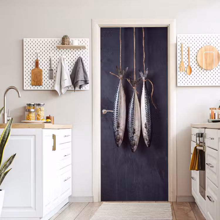 Door sticker - Three Fish - Rope - Drie vissen - Touw deurposter klein