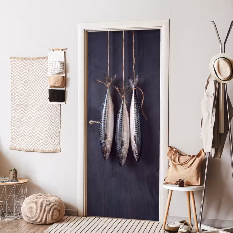 Door sticker - Three Fish - Rope - Drie vissen - Touw deurposter klein