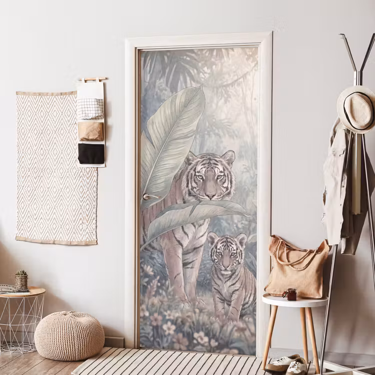 Tijger - Welp - Jungle - Illustratie - Dieren deurposter klein -sfeer6