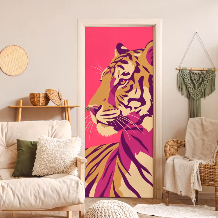 Tijger - Modern - Neon deurposter klein -sfeer2