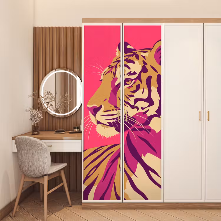 Tijger - Modern - Neon deurposter klein -sfeer3