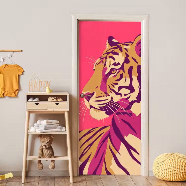 Tijger - Modern - Neon deurposter klein -sfeer4