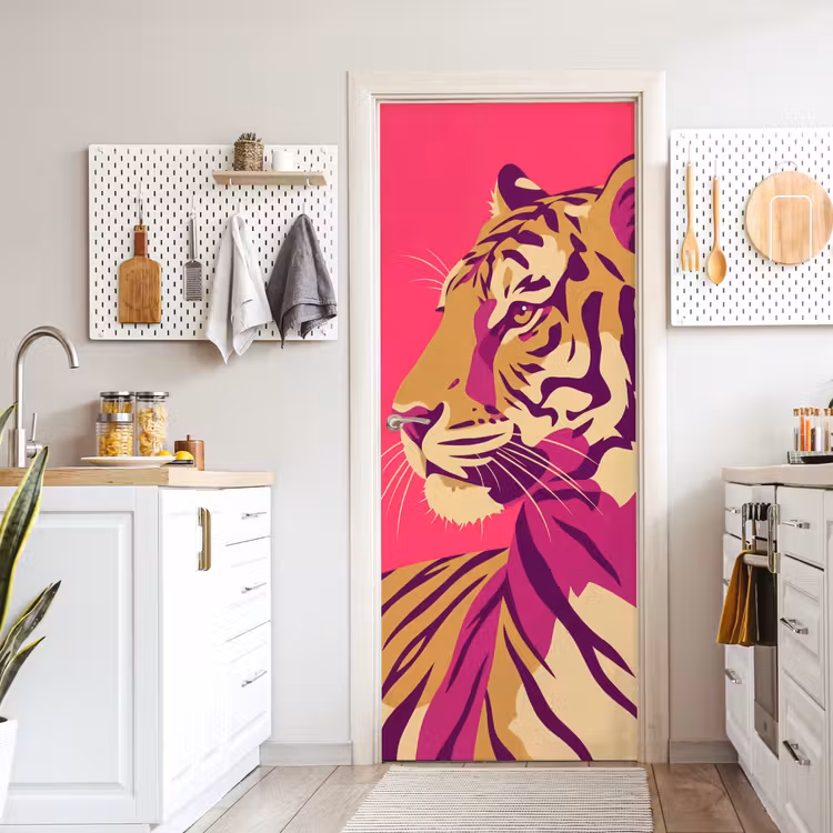 Tijger - Modern - Neon deurposter klein -sfeer5