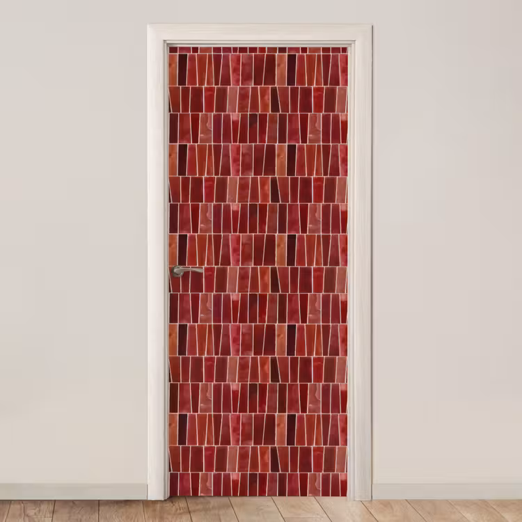 Tegels - Modern - Structuur - Dieprood deurposter klein 289 -3d_beige