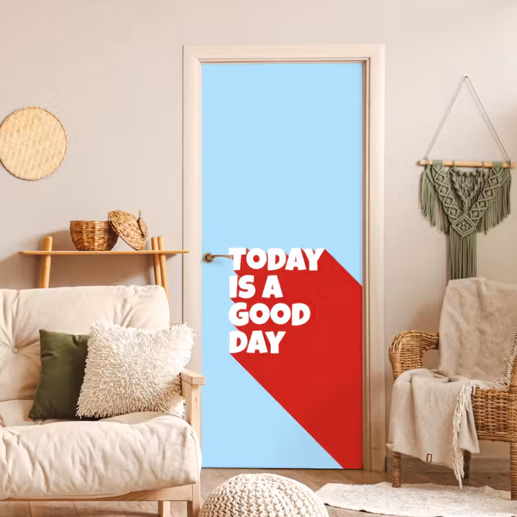 Today is a good day - Rood - lichtblauw deurposter klein -sfeer2