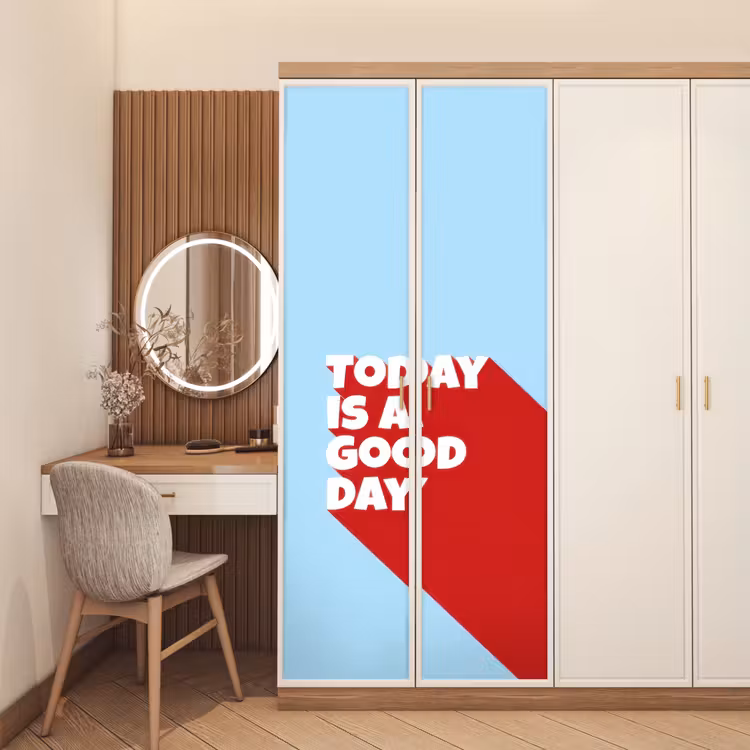 Today is a good day - Rood - lichtblauw deurposter klein -sfeer3