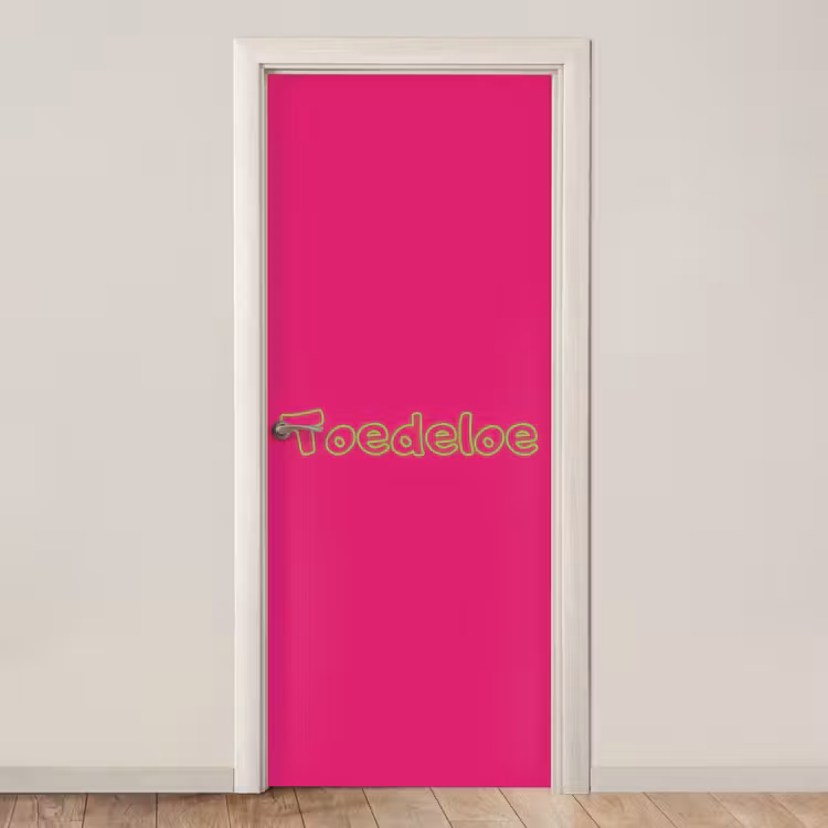 Toedeloe - Groen - Roze deurposter klein -3d_beige