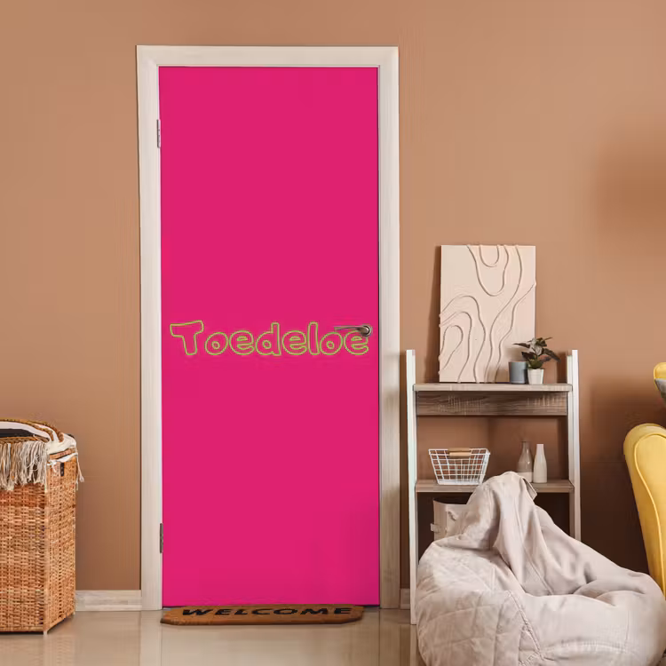 Toedeloe - Groen - Roze deurposter klein -sfeer1