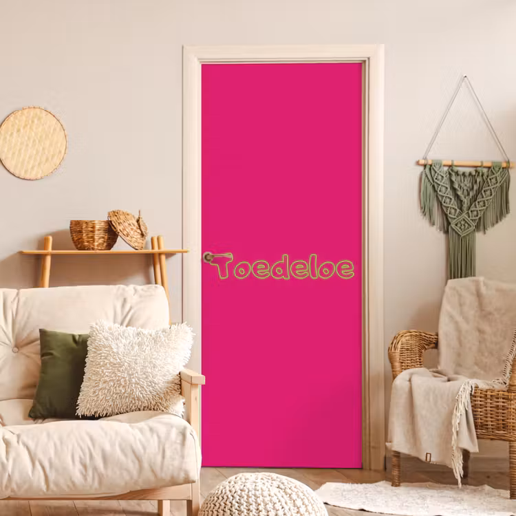 Toedeloe - Groen - Roze deurposter klein -sfeer2