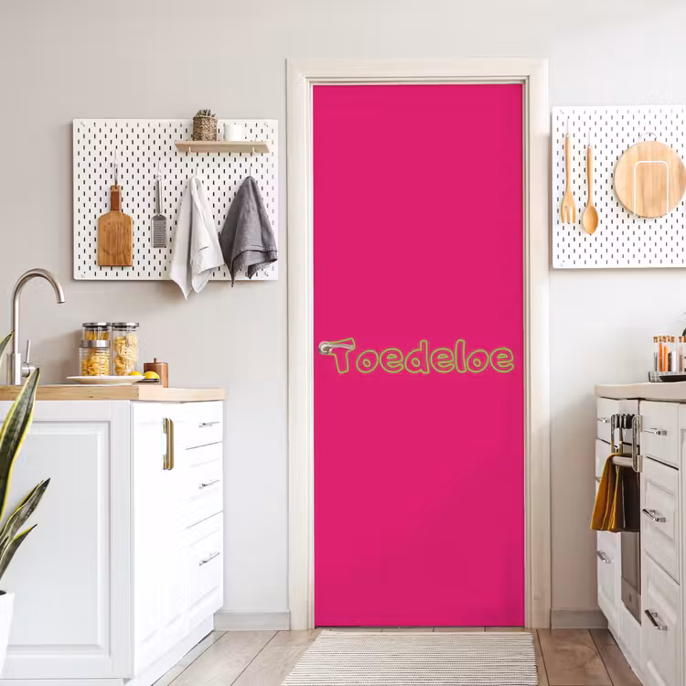 Toedeloe - Groen - Roze deurposter klein -sfeer5