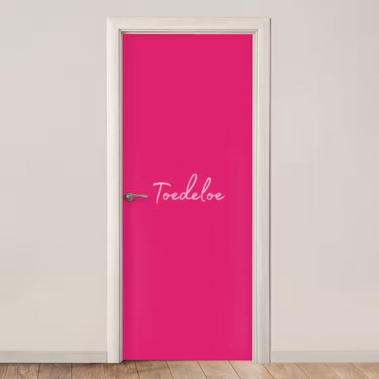 Toedeloe - Roze deurposter klein -3d_beige