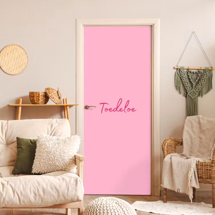 Toedeloe - Roze - Minimalistisch deurposter klein -sfeer2