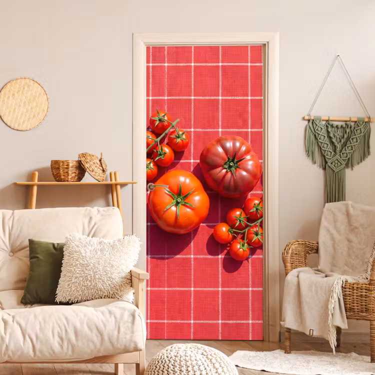 Door sticker - Tomato - Red - Food - Tomaat - Rood - Eten deurposter klein