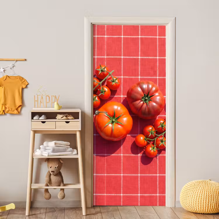 Door sticker - Tomato - Red - Food - Tomaat - Rood - Eten deurposter klein