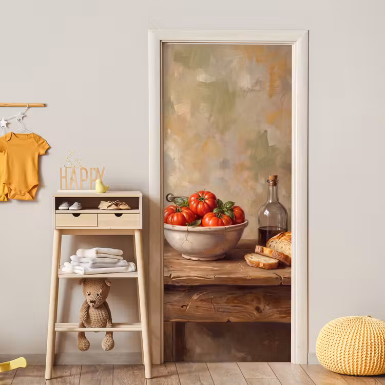 Door sticker - Tomatoes - Bowl - Food - Tomaten - Kom - Eten deurposter klein