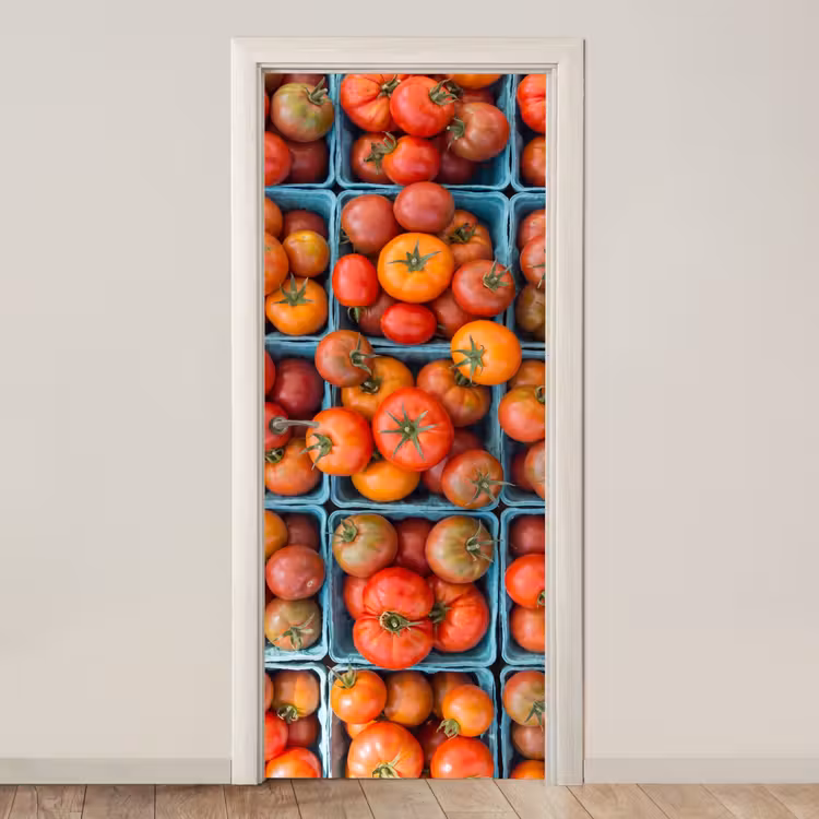 Door sticker - Tomatoes - Food - Colorful - Tomaten - Eten - Kleurrijk deurposter klein