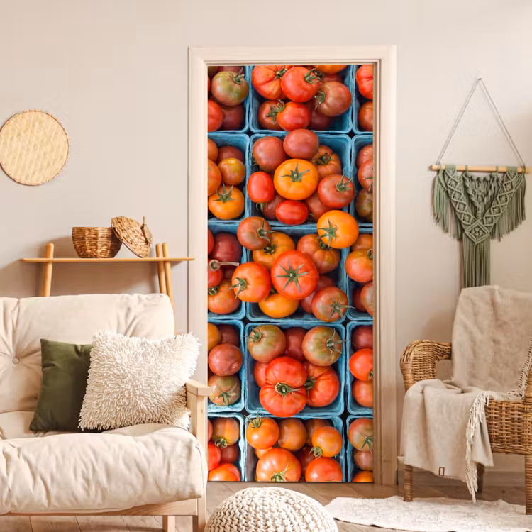 Door sticker - Tomatoes - Food - Colorful - Tomaten - Eten - Kleurrijk deurposter klein