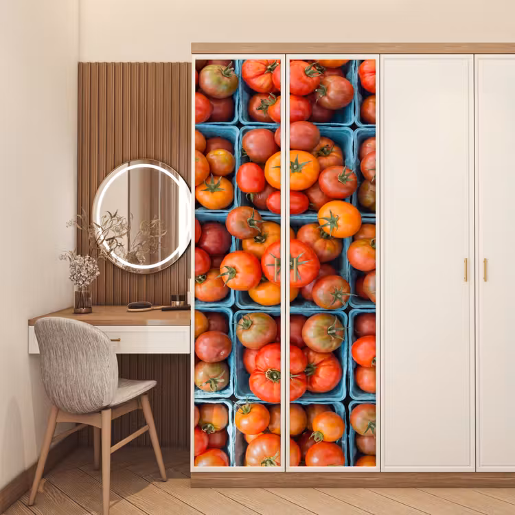 Door sticker - Tomatoes - Food - Colorful - Tomaten - Eten - Kleurrijk deurposter klein