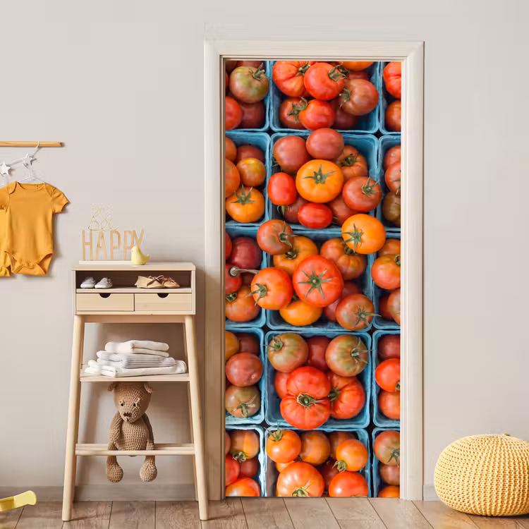 Door sticker - Tomatoes - Food - Colorful - Tomaten - Eten - Kleurrijk deurposter klein