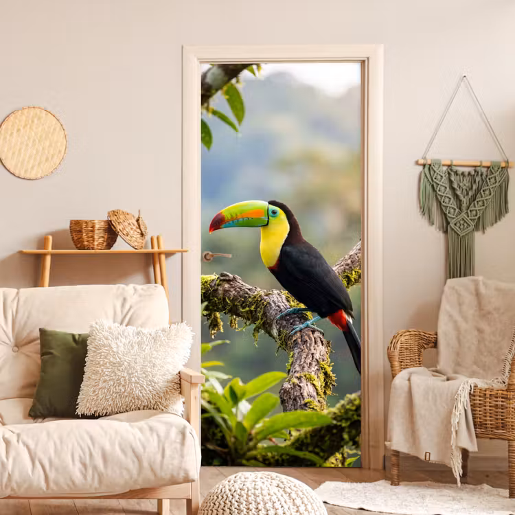Toekan - Jungle - Natuur - Kleurrijk deurposter klein -sfeer2