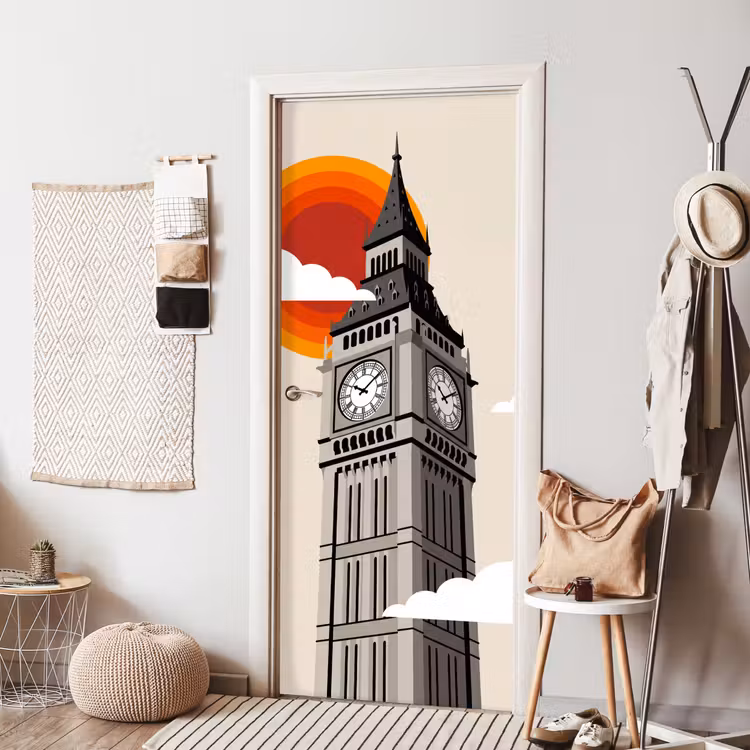 Toren - Klok - Londen - Architectuur - Retro deurposter klein -sfeer6