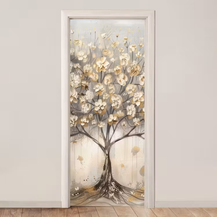 Boom - Beige - Goud - Verflook - Grijs deurposter klein -3d_beige