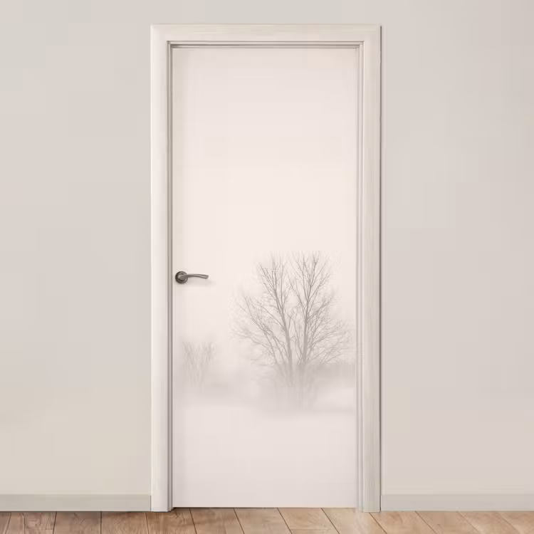 Boom - Mist - Sneeuw - Winter - Minimalistisch deurposter klein -3d_beige