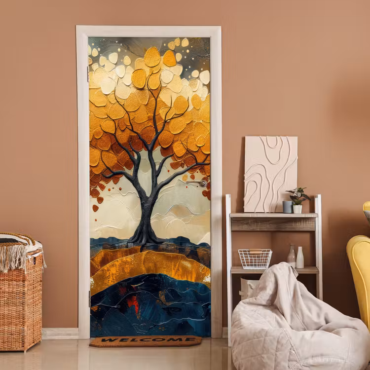 Boom - Natuur - Goud - Modern deurposter klein -sfeer1