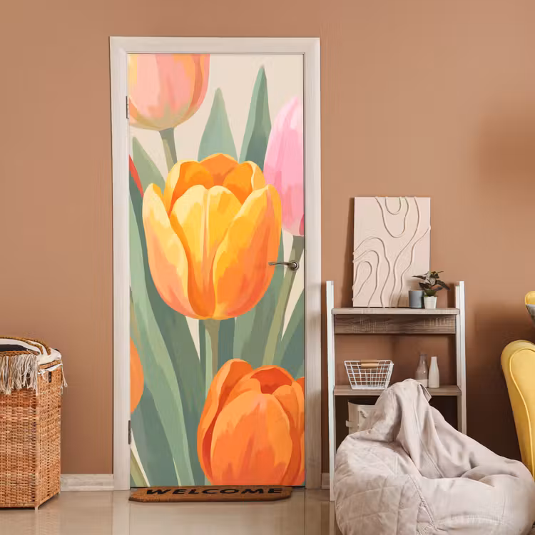 Tulpen - Abstract - Kleurrijk deurposter klein -sfeer1