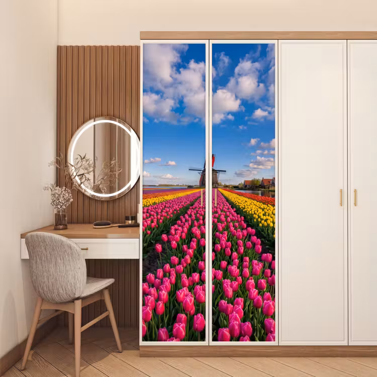 Tulpen - Holland - Molen - Kleurrijk deurposter klein -sfeer3
