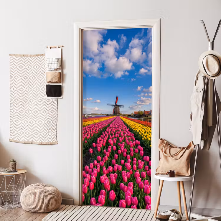 Tulpen - Holland - Molen - Kleurrijk deurposter klein -sfeer6