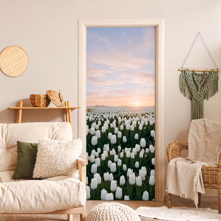 Tulpen - Landschap - Wit deurposter klein -sfeer2