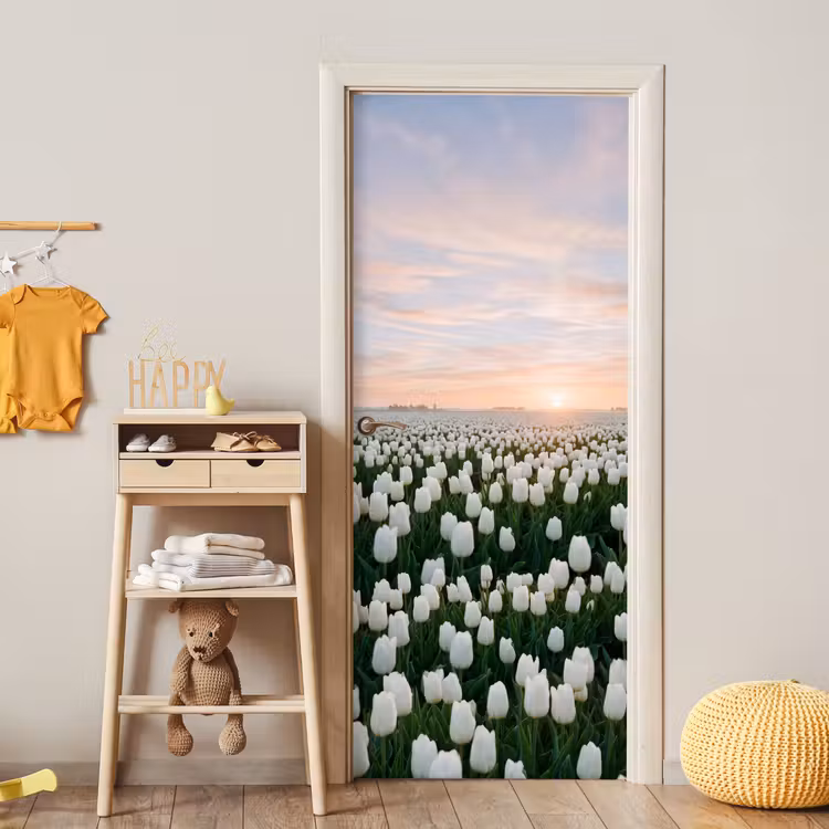 Tulpen - Landschap - Wit deurposter klein -sfeer4