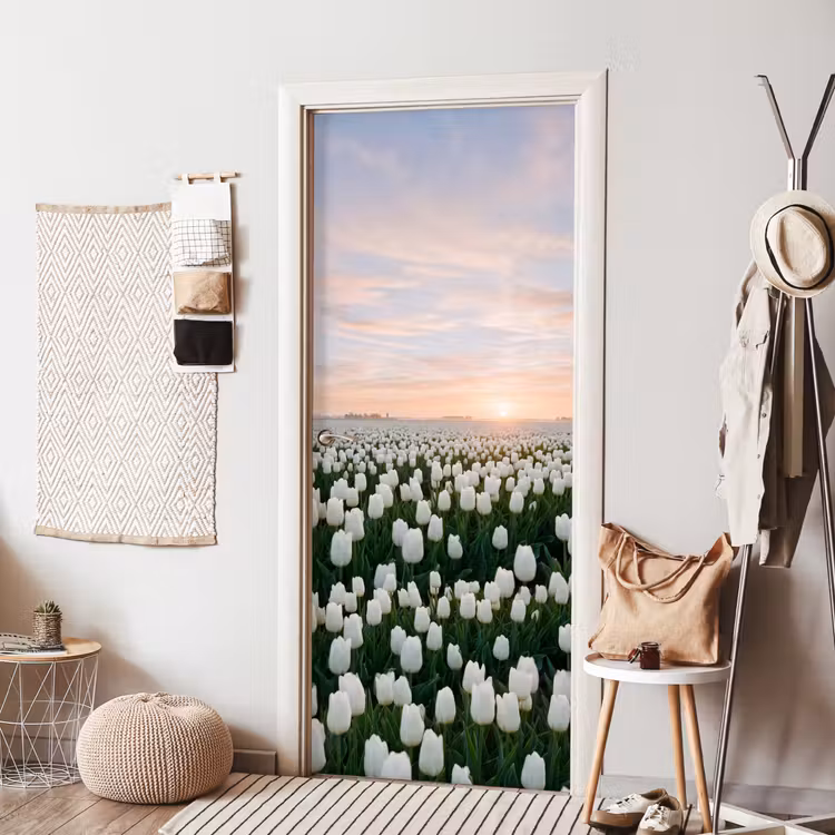 Tulpen - Landschap - Wit deurposter klein -sfeer6