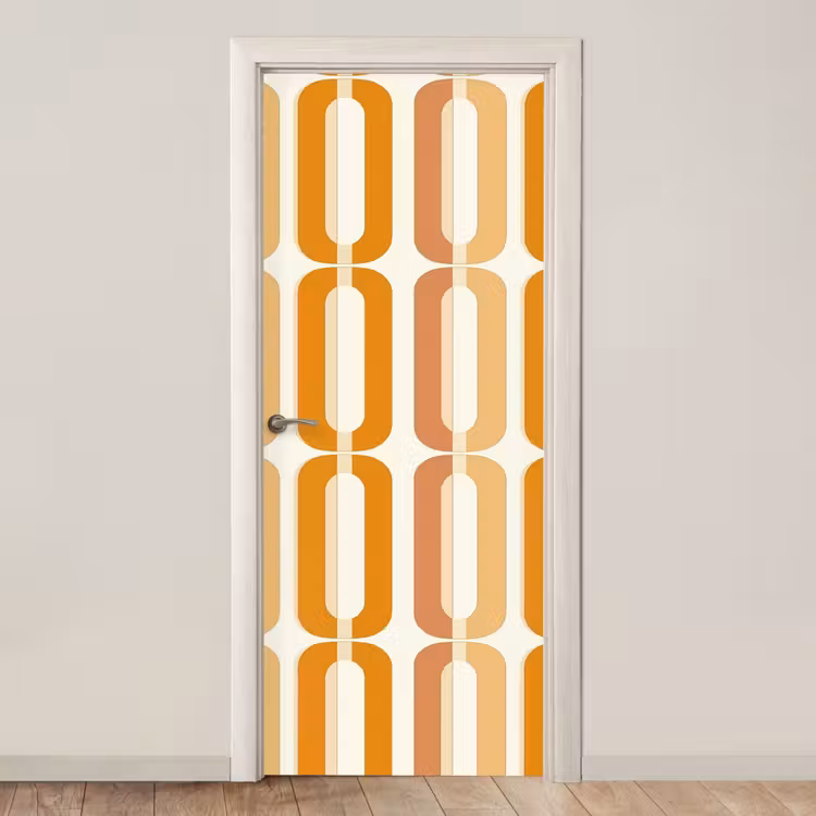 U-vorm - Retro - Oranje deurposter klein 289 -3d_beige