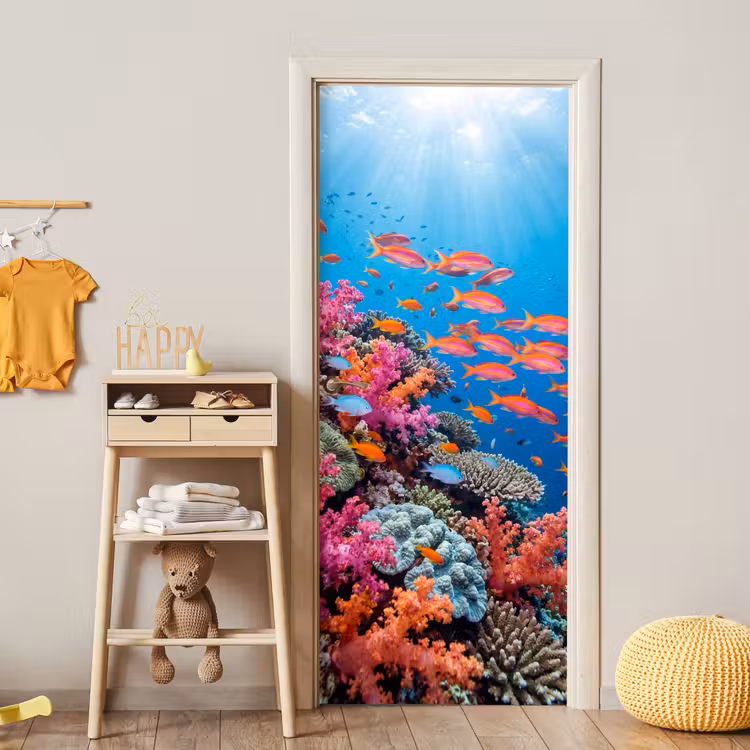 Onderwater - Koraalrif - Vissen - Oceaan - Natuur deurposter klein -sfeer4
