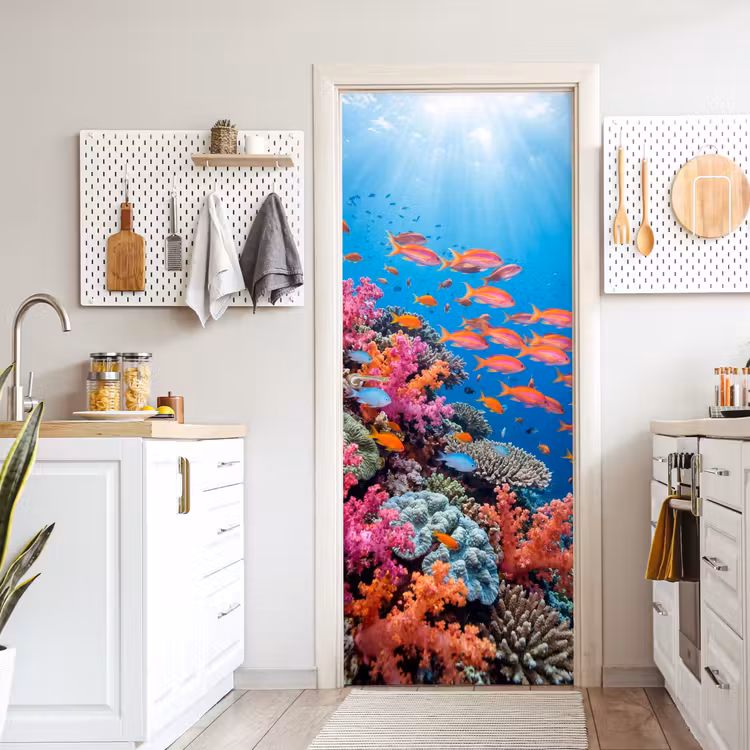 Onderwater - Koraalrif - Vissen - Oceaan - Natuur deurposter klein -sfeer5