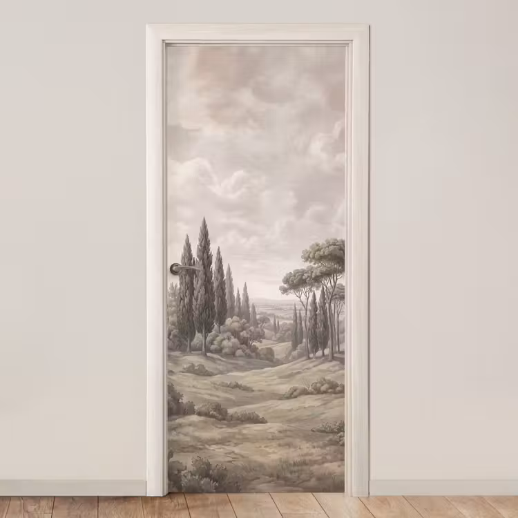Vallei - Bos - Natuur - Groen deurposter klein -3d_beige