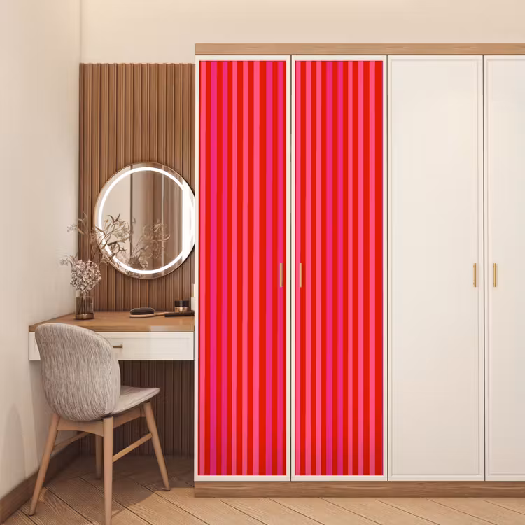 Verticaal - Strepen - Roze deurposter klein 289 -sfeer3